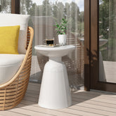 Modern Design End Table Pedestal Style - White