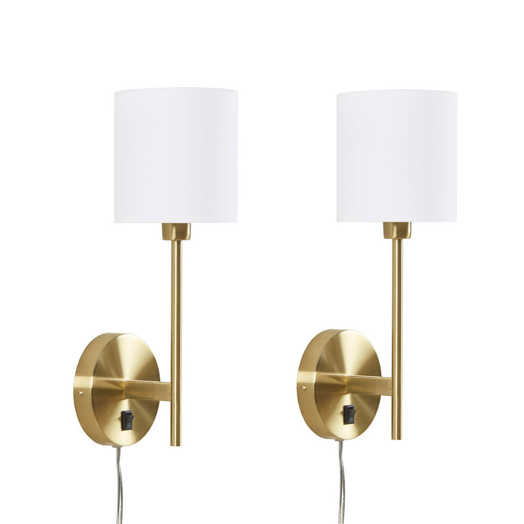 Elegant Metal Wall Sconce with Cylinder Shade (Set of 2)
