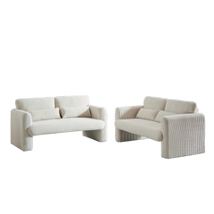 60" Corduroy Fabric Loveseat Sofa with 60"Loveseat Sofa, with Support Pillow - Beige