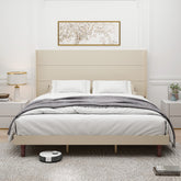 Stylish High Headboard Bed, 54 'High Headboard, High Quality, Comfortable High  Back Design Ideal for Reading or Relaxing, King Size, Beige