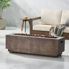 Rectangular Fire Pit -50 000 BTU Tank outside - Wood/ Iron
