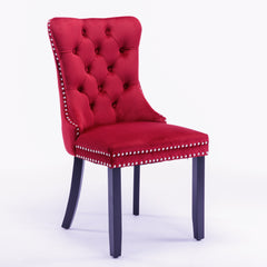 Classic Velvet Dining Chairs (Set of 2) - Wine Red