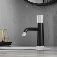 Modern Brushed Nickel Faucet Brass Bathroom Basin Faucet Design - Black+Silver