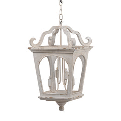 French Style 4-Light Wood Chandelier, Hanging Light Fixture with Adjustable Chain