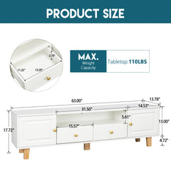 TV Media Console with LED Remote Control Light - White