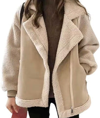 Suede Jacket Women Short Velvet Motorcycle Jacket