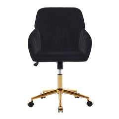TY Adjustable Office Chair, Ergonomic Swivel Chair, Black Velvet, Comfortable for Long Sitting