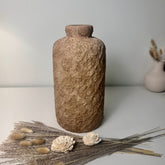 Rustic Minimalist Textured Hand-Painted Ceramic Vase 12" - Espresso Brown