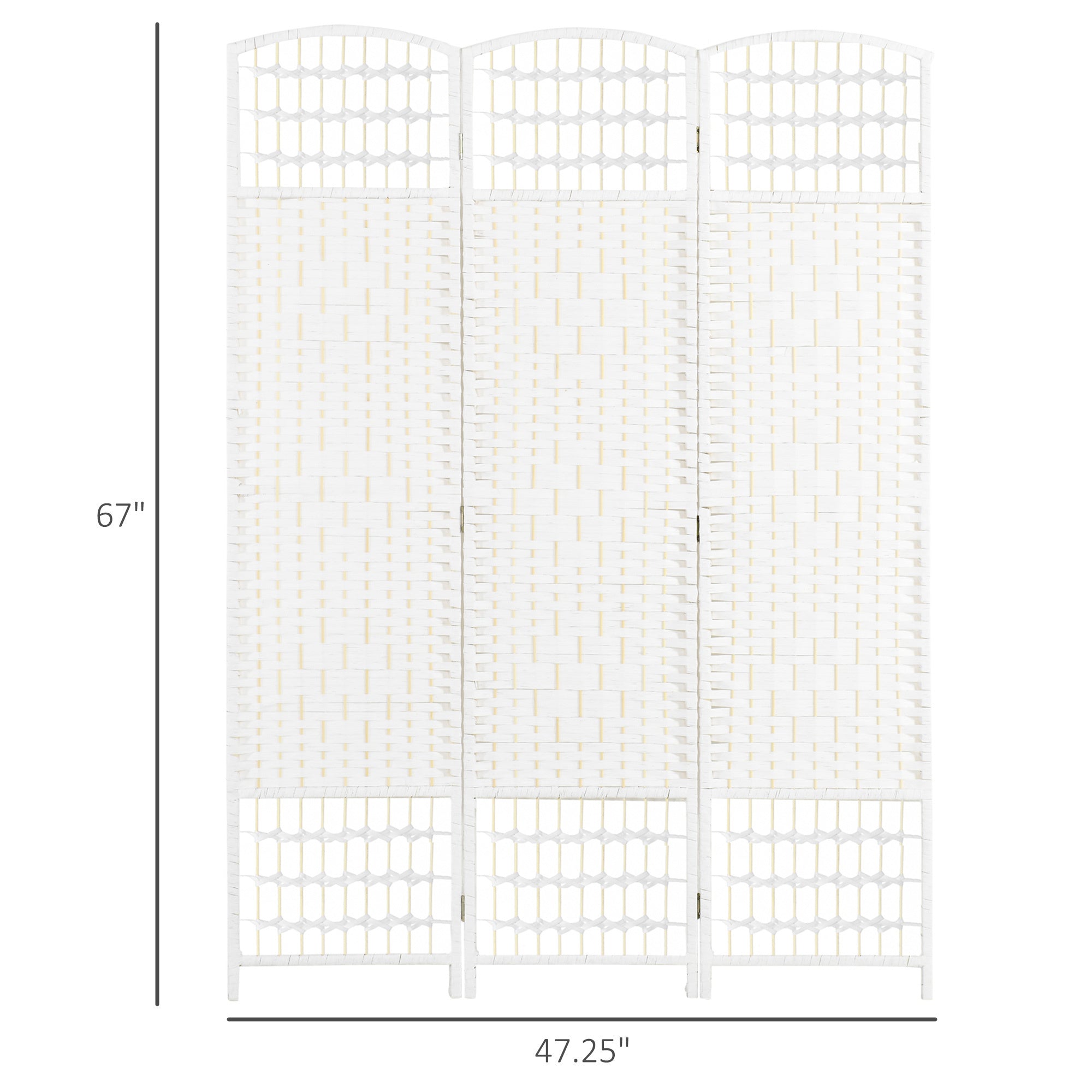 3 Panel Room Divider, Folding Privacy Screen, 5.6' Room Separator - White