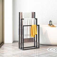 Metal Freestanding Towel Rack 3 Tiers Hand Towel Holder - Black