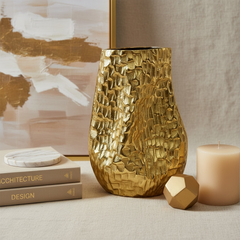 Modern Contemporary Gold Vase Shape 10"