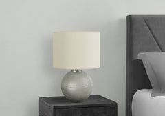 19"H Table Lamp, Grey Resin, Ivory / Cream Shade, Modern