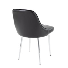 Contemporary Dining Chair with Chrome Frame and Black Faux Leather (Set of 2)