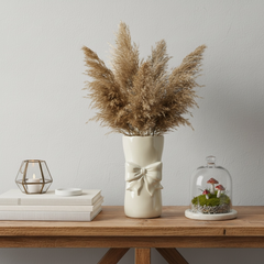 Bow Ceramic Vase with Bow 8” tall