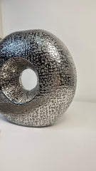 Modern Donut Silver Vase 10 inch tall
