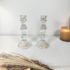 Elegant Iridescent Candle Holder Set of 2 - 10" tall