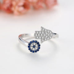 Sterling silver palm eye ring (925 silver + platinum plated)