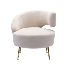 Barell Accent Chair - White with Golden feet