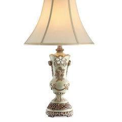 28.5" Tall Polyresin Table Lamp w/ Silver finish and Bronze Vintage Rose Accents