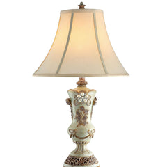 28.5" Tall Polyresin Table Lamp w/ Silver finish and Bronze Vintage Rose Accents