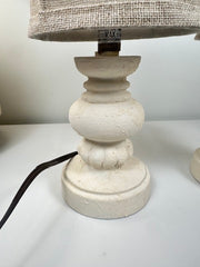 Minimalist Set of 2 Small Desk Lamp Cream Textured 12.5" tall (base 4x4")