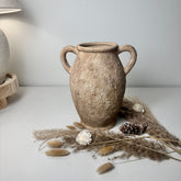 Rustic Hand-Painted Textured Amphora Vase 10" tall - Earth Brown