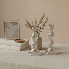 Stunning Iridescent Glass Candle Holders Set of 2