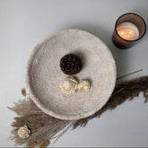 Minimalist Hand-Painted and Textured Round Tray With Pedestal Design 11x11x3"
