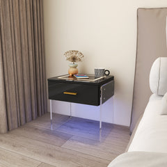 LED Nightstand with Wireless Charging Station and 16 Color Light - Black