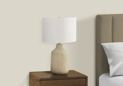 24"H, Table Lamp, Beige Concrete, Ivory / Cream Shade, Contemporary