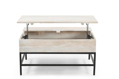 Modern Whitewashed Lift Top Coffee Table