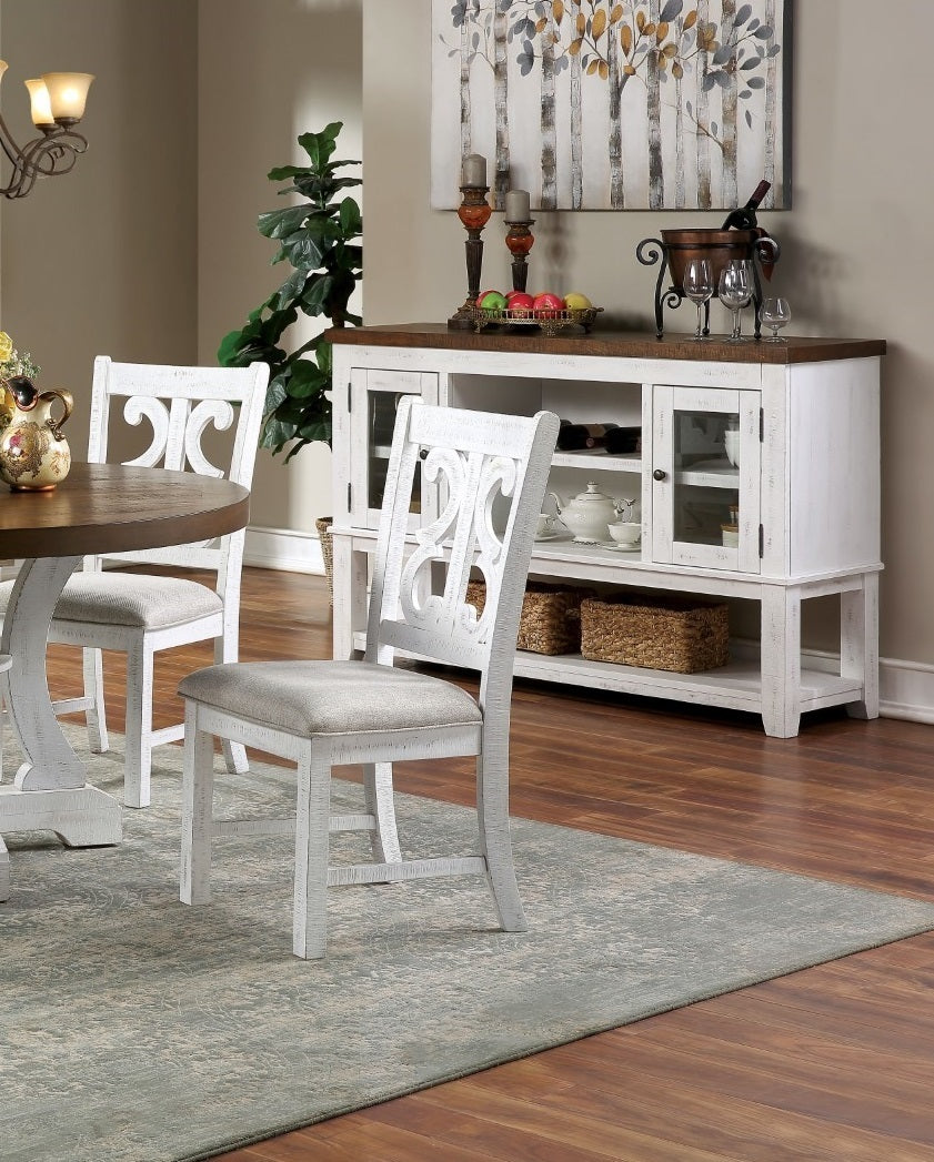 Distressed White 2pcs Dining Chairs