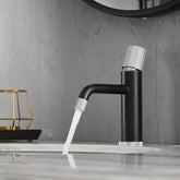 Modern Brushed Nickel Faucet Brass Bathroom Basin Faucet Design - Black+Silver