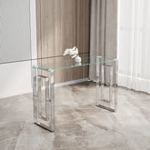 Console Table Stainless Steel Glass,Meal side table silvery Clear bs-02 s
