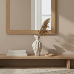 Stone Flower Vase with Stripes - Sand 14"