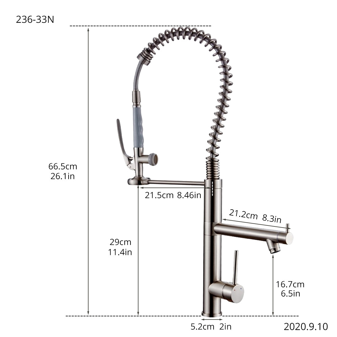 Kitchen Faucet with Pull Down Sprayer Brushed Nickel Stainless Steel