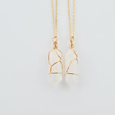 Hexagonal Column Quartz Gemstone Necklace Pendant - Natural Stone Bullet Crystal