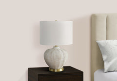 Table Lamp 21"H, Ivory / Cream Shade, Cream Resin, Transitional