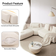 Contemporary 3-piece Sectional Sofa Free Convertible sofa with Four Removable Pillows - Beige