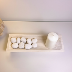 Paulownia Wood Boho Tray 20" long - Ivory Sand Whitewashed
