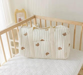 Cozy Quilted Baby Diaper Bag with Bear Pattern, Large Capacity Travel Tote 18“Lx6”Wx12“H