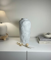 Minimalist Floor Vase or Table Vase Textured Ceramic White/Light Grey 17"Tall