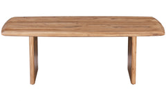 51 in. Solid Acacia Wood Coffee Table with Curved Edges- Brown