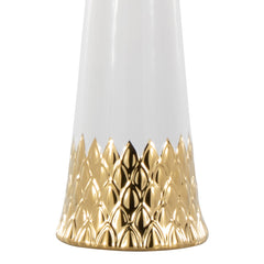 22" Contemporary Table Lamp with White & Gold Ceramic Body and White Shade