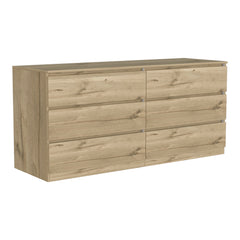 6 Drawer Double Dresser - Light Oak / White