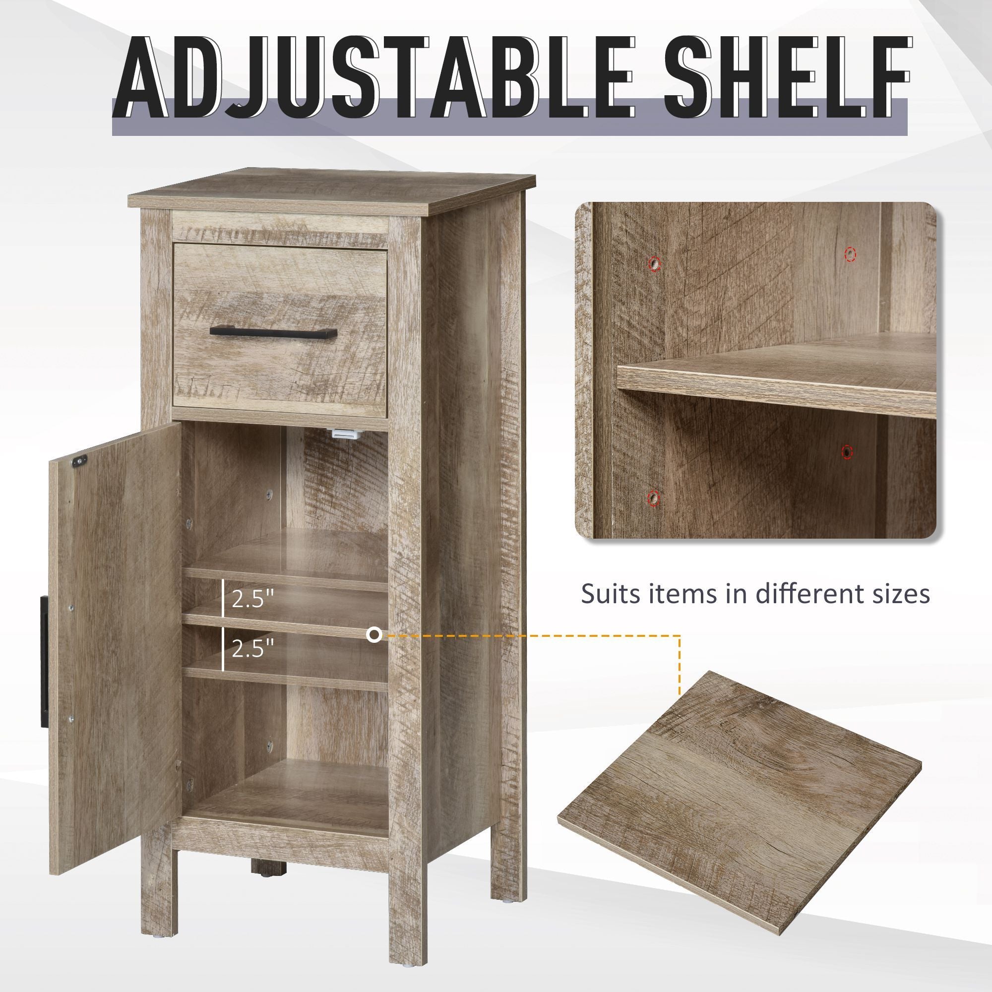Cabinet Storage Cupboard with Drawer and Adjustable Shelf for Entryway or Living Room - Barnwood