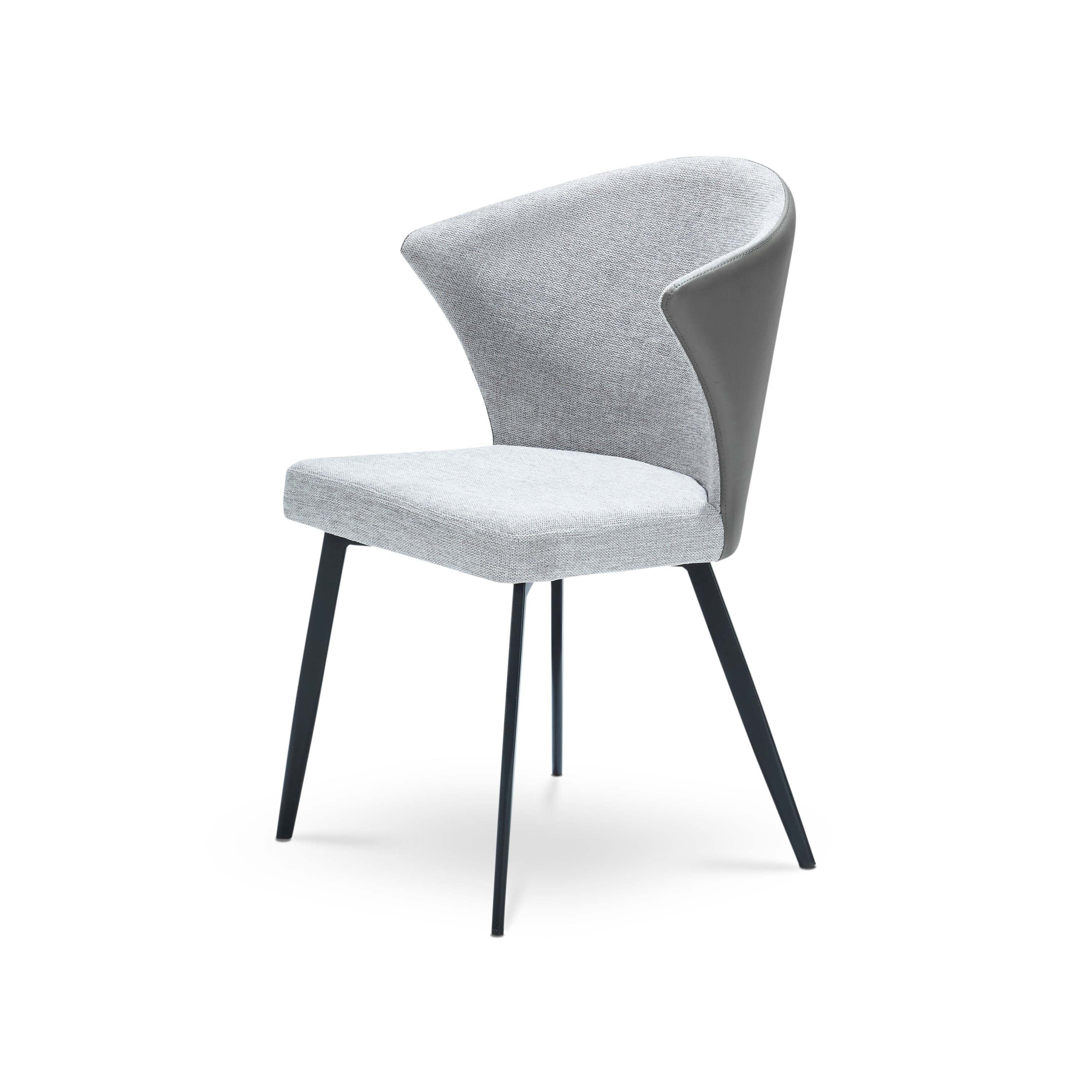 Set of 2 - Modern Minimalist Gray Dining Chairs, Carbon Steel Legs