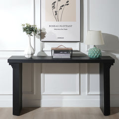 58in Modern Minimalist Black Wooden Console Table for Entryway, Living Room, and Hallway – Versatile Decorative Accent