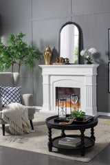 Hand Carved Rose Antique Mirror Frame 23"x42" - Black