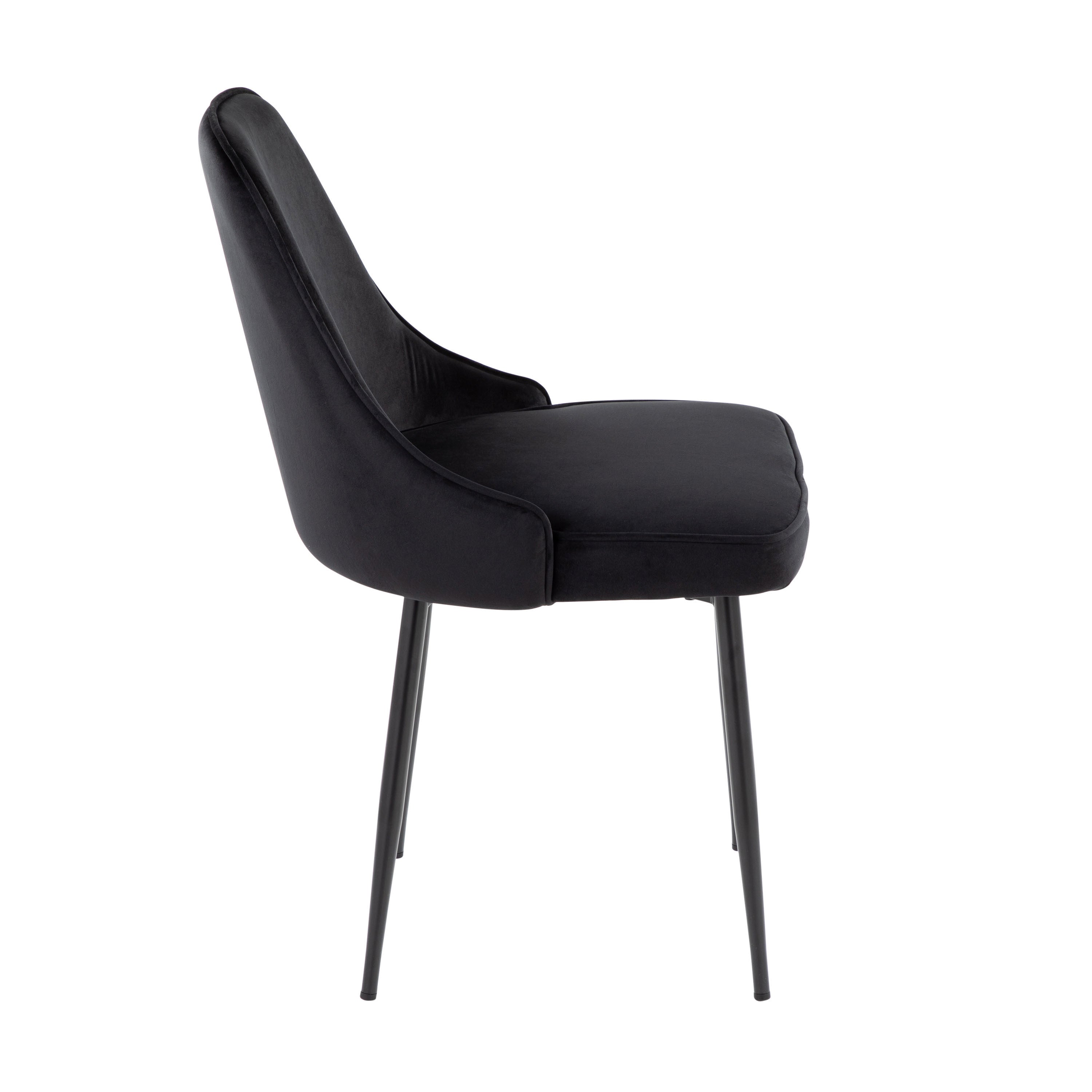Contemporary Dining Chair with Black Frame and Black Velvet Fabric (Set of 2)